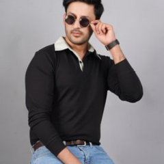 Men's Cotton Lycra Full sleeve T-shirt - Black