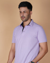 Ocean Blue  Cotton Fabdot Structure Fabric  Men's Classic Collar Polo