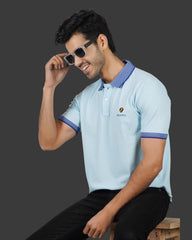 EPG MOJOVO Lycra Cotton Men's Polo T Shirt -  Lite Sky Blue