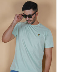 Men's Pistachio Crew Neck T-Shirt - Gold Finish Cotton | EPG