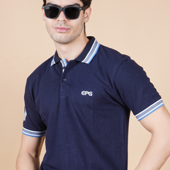 EPG Pure Cotton Men's Polo  ( Collar ) T Shirt -  Navy Blue