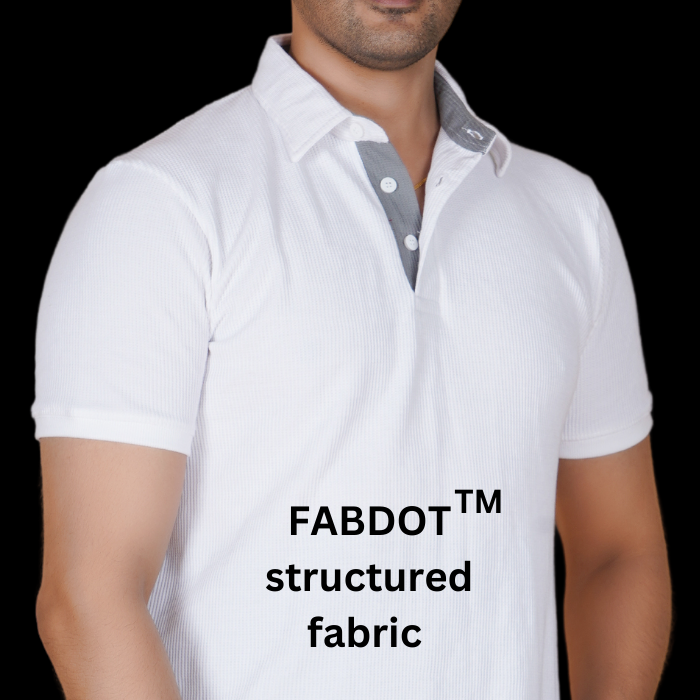 Pastel Creame Cotton Fabdot Structure Fabric  Men's Classic Collar Polo