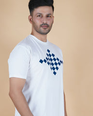 Men's Pearl White Crew Neck T-Shirt - Gold Finish Cotton | EPG