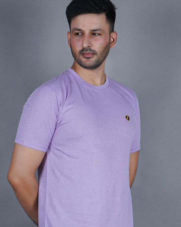 Men's Lilac Crew Neck T-Shirt - Gold Finish Cotton | EPG