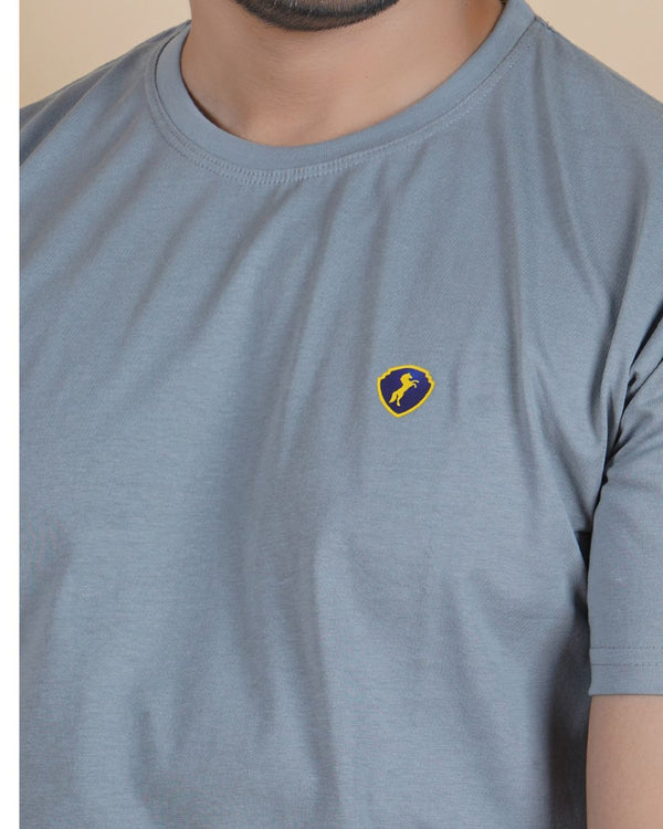 Men's Charcoal Grey  Crew Neck T-Shirt - Gold Finish Cotton | EPG