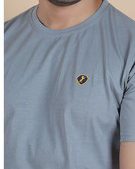 Men's Charcoal Grey  Crew Neck T-Shirt - Gold Finish Cotton | EPG