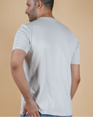 Men's Light Gray Crew Neck T-Shirt - Gold Finish Cotton | EPG