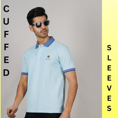 EPG MOJOVO Lycra Cotton Men's Polo T Shirt -  Lite Sky Blue