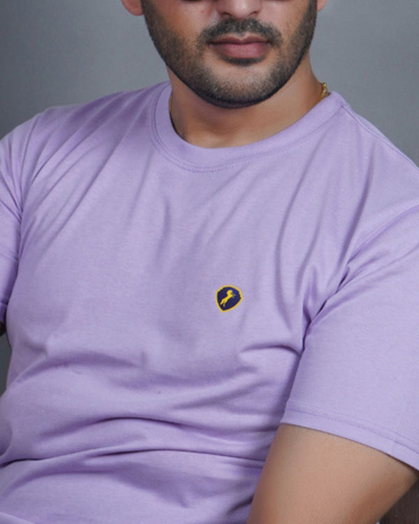 Men's Lilac Crew Neck T-Shirt - Gold Finish Cotton | EPG