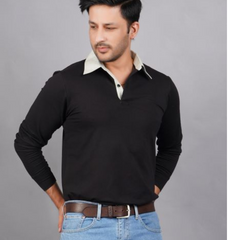 Men's Cotton Lycra Full sleeve T-shirt - Black