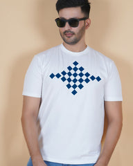 Men's Pearl White Crew Neck T-Shirt - Gold Finish Cotton | EPG