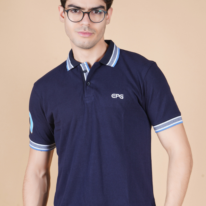 EPG Pure Cotton Men's Polo  ( Collar ) T Shirt -  Navy Blue