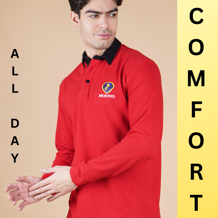 Ruby Red Full Sleeve Men's Polo