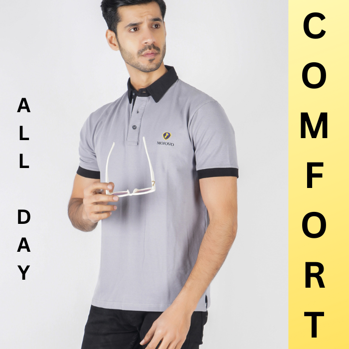 EPG Lycra Cotton Men's Polo T Shirt - Charcoal Grey