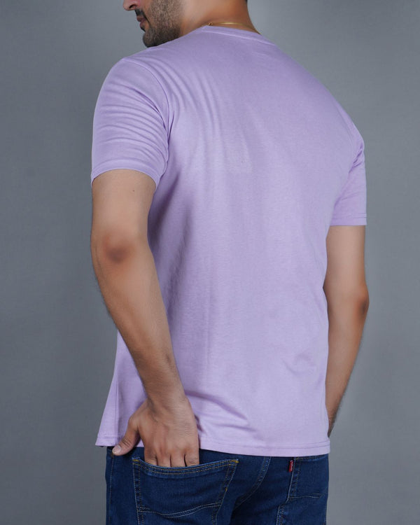 Men's Lilac Crew Neck T-Shirt - Gold Finish Cotton | EPG