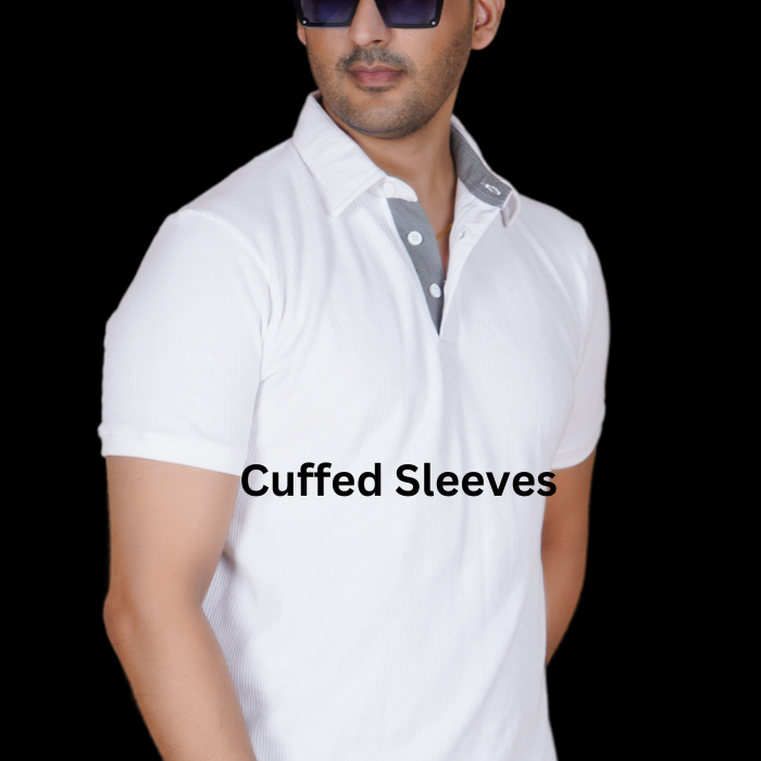 Pastel Creame Cotton Fabdot Structure Fabric  Men's Classic Collar Polo