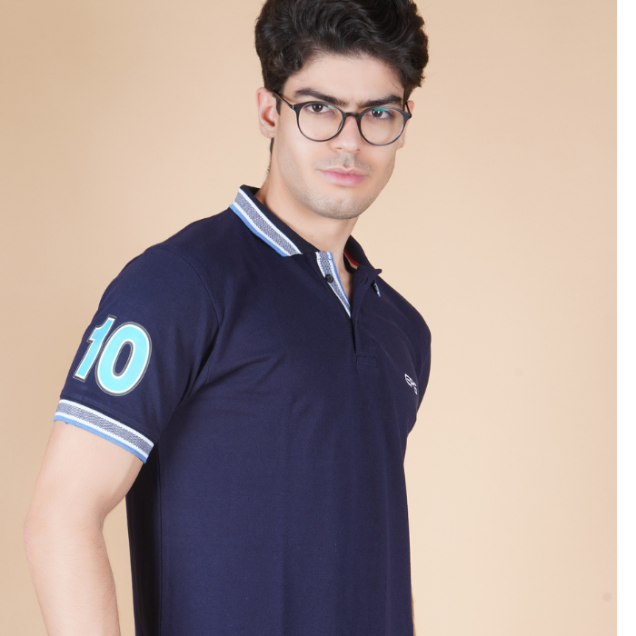 EPG Pure Cotton Men's Polo  ( Collar ) T Shirt -  Navy Blue