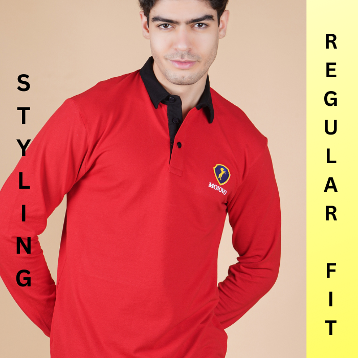 Ruby Red Full Sleeve Men's Polo