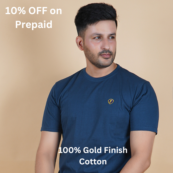 AirForce 100% Gold Finish Cotton Crew neck Men's T-shirt