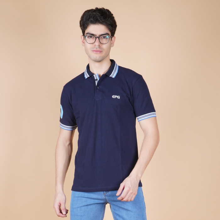 EPG Pure Cotton Men's Polo  ( Collar ) T Shirt -  Navy Blue