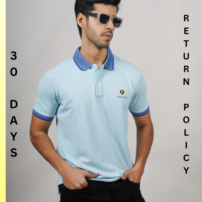 EPG MOJOVO Lycra Cotton Men's Polo T Shirt -  Lite Sky Blue