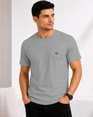 Men's Charcoal Grey  Crew Neck T-Shirt - Gold Finish Cotton | EPG