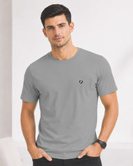 Men's Charcoal Grey  Crew Neck T-Shirt - Gold Finish Cotton | EPG