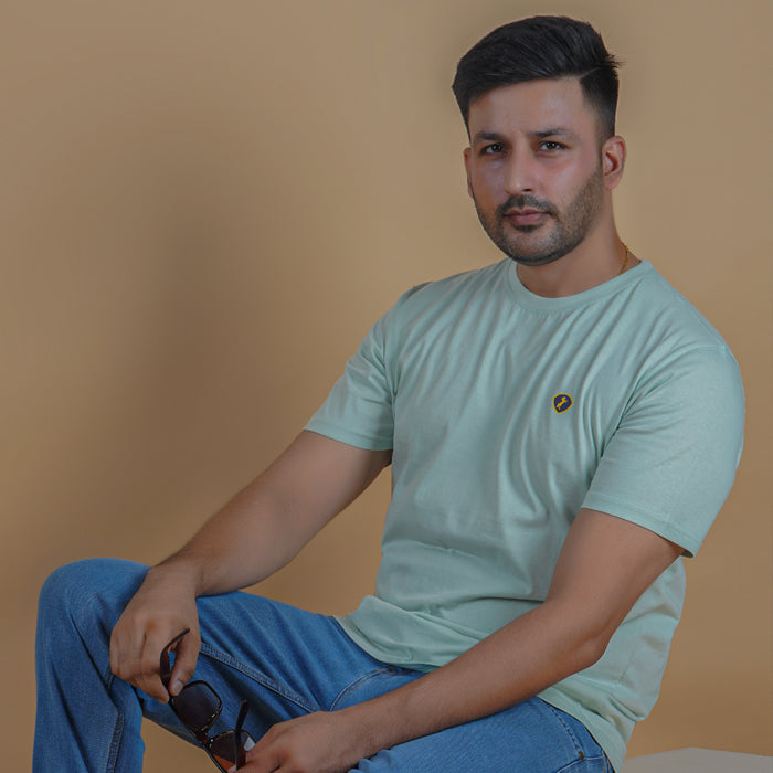 Pistachio 100% Gold Finish Cotton Crew Neck Men's T-shirt