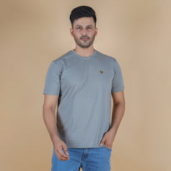 Charcoal Grey 100% Gold Finish Cotton Crew Neck Men's T-shirt