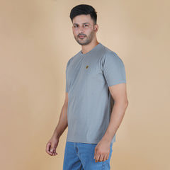 Charcoal Grey 100% Gold Finish Cotton Crew Neck Men's T-shirt