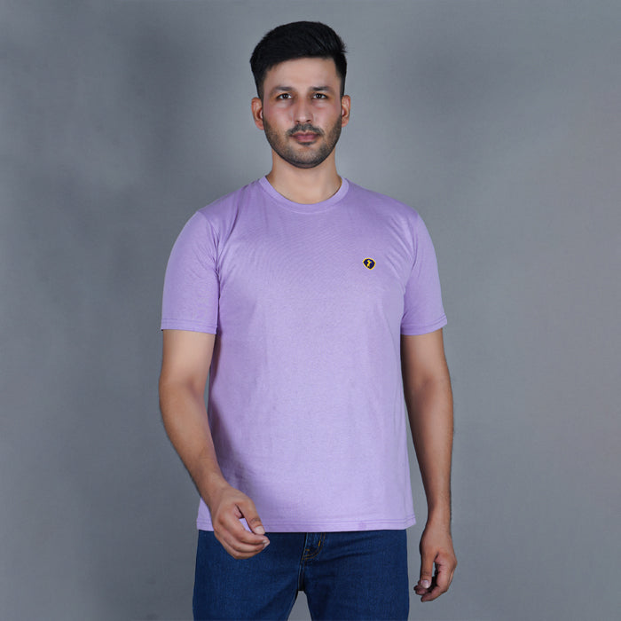 Lilac 100% Gold Finish Cotton Crew Neck T-shirt