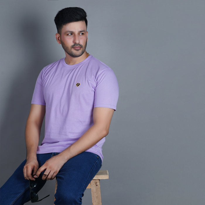 Lilac 100% Gold Finish Cotton Crew Neck T-shirt