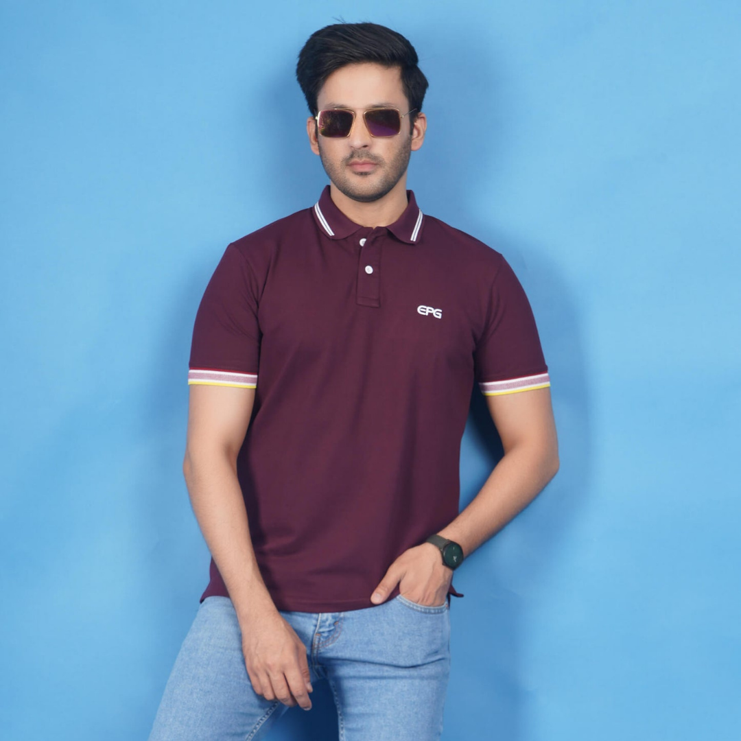 EPG Cotton Lycra Men's Polo T Shirt - Wine