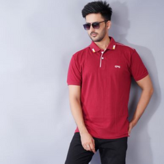 EPG Half Sleeve's Pure Cotton Men's Polo T Shirt - Maroon