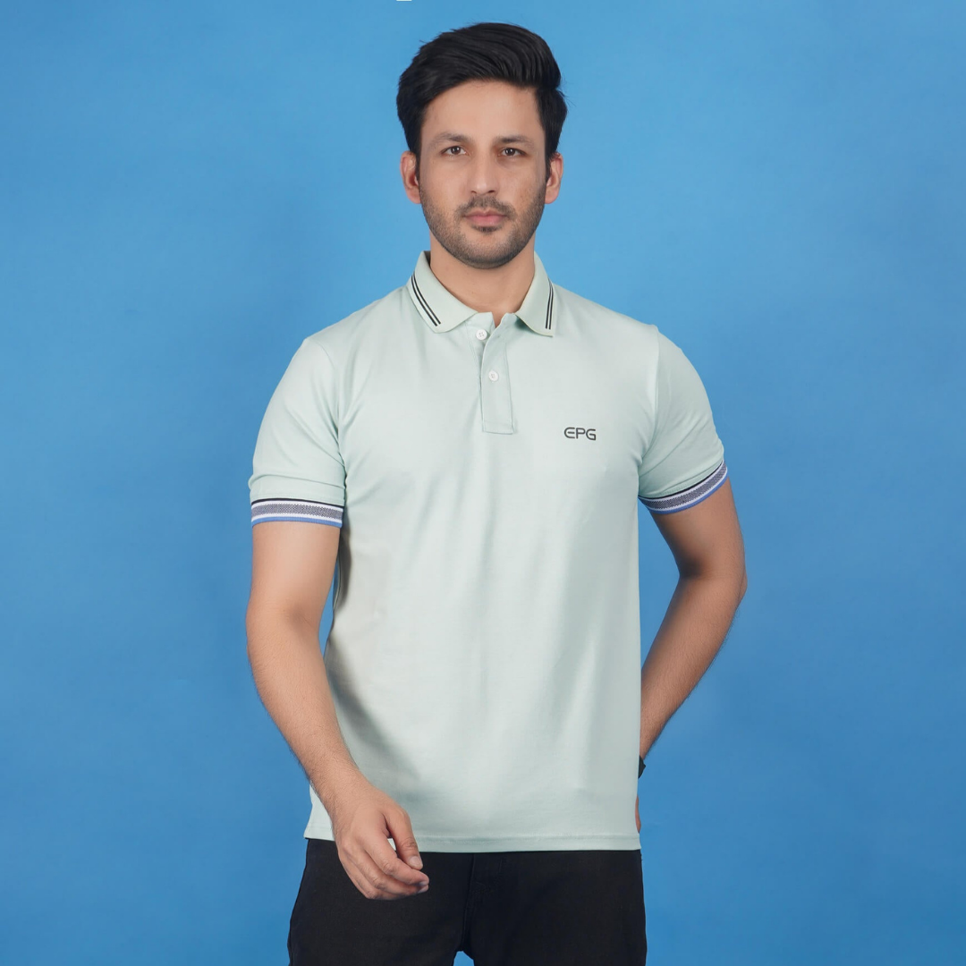 EPG Men's Cotton Lycra Polo T Shirt - Pistachio