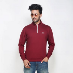 EPG Pure Cotton Fleece Men's Half Zip Jacket ( For Winters ) - Maroon