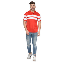 EPG Pure Cotton  Men's   Panel Polo Sports  T-shirt - Red color