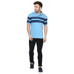 EPG Pure Cotton Men's  Panel  T-shirt - Blue color