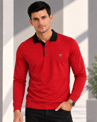 Ruby Red Full Sleeve Men's Polo
