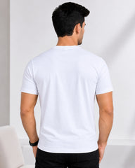 Men's Pearl White Crew Neck T-Shirt - Gold Finish Cotton | EPG