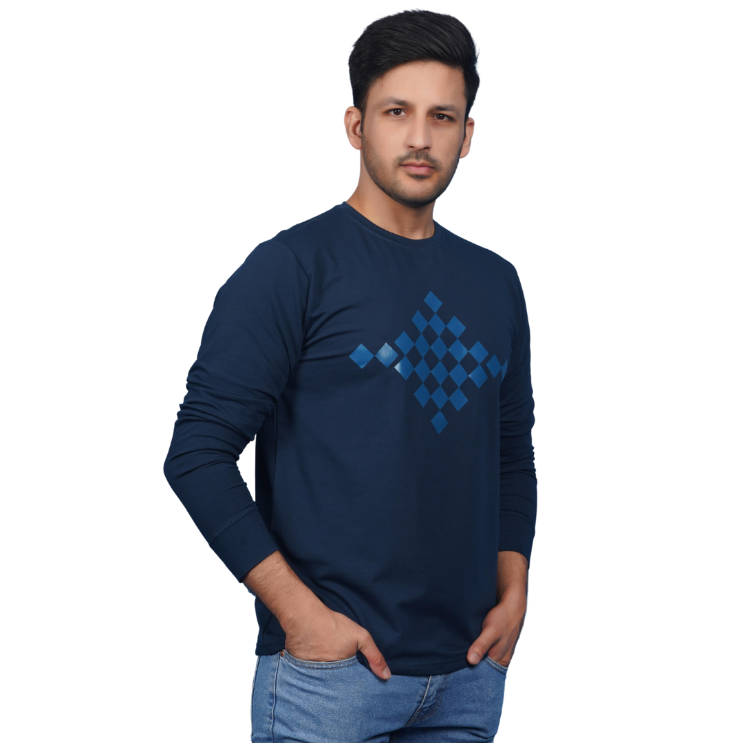 EPG Men's Lycra Cotton French Terry Full Sleeve's Sweat Shirt - Denim Blue