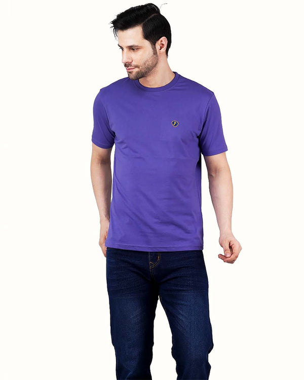 Men's Mauve Crew Neck T-Shirt - Gold Finish Cotton | EPG