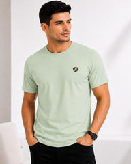 Men's Pistachio Crew Neck T-Shirt - Gold Finish Cotton | EPG