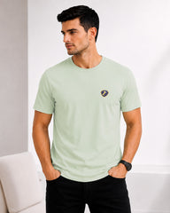 Men's Pistachio Crew Neck T-Shirt - Gold Finish Cotton | EPG