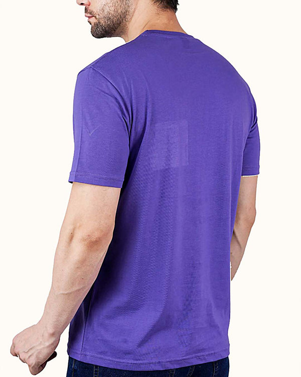 Men's Mauve Crew Neck T-Shirt - Gold Finish Cotton | EPG