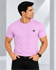 Men's Lilac Crew Neck T-Shirt - Gold Finish Cotton | EPG