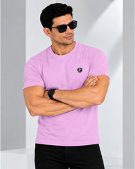 Men's Lilac Crew Neck T-Shirt - Gold Finish Cotton | EPG