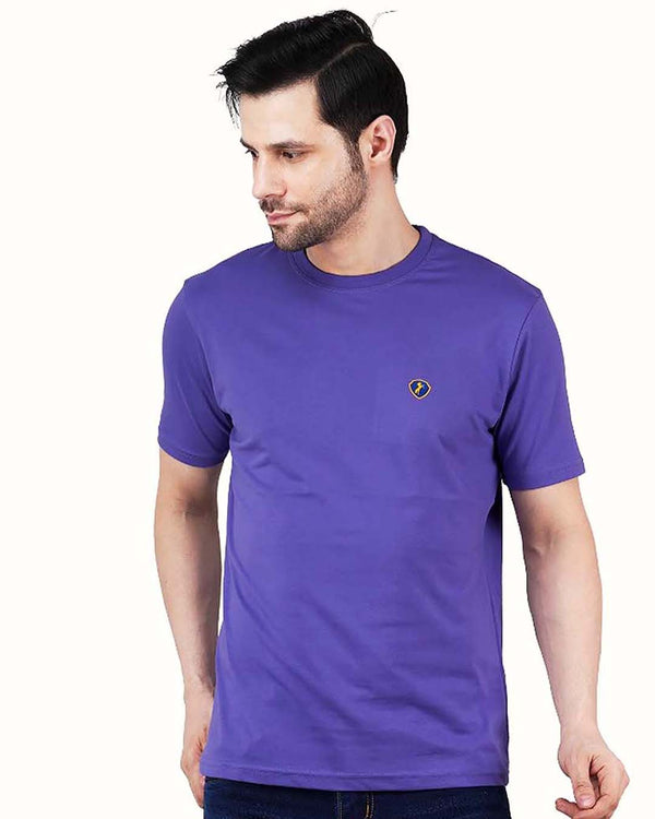 Men's Mauve Crew Neck T-Shirt - Gold Finish Cotton | EPG