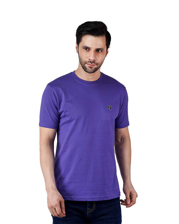 Men's Mauve Crew Neck T-Shirt - Gold Finish Cotton | EPG