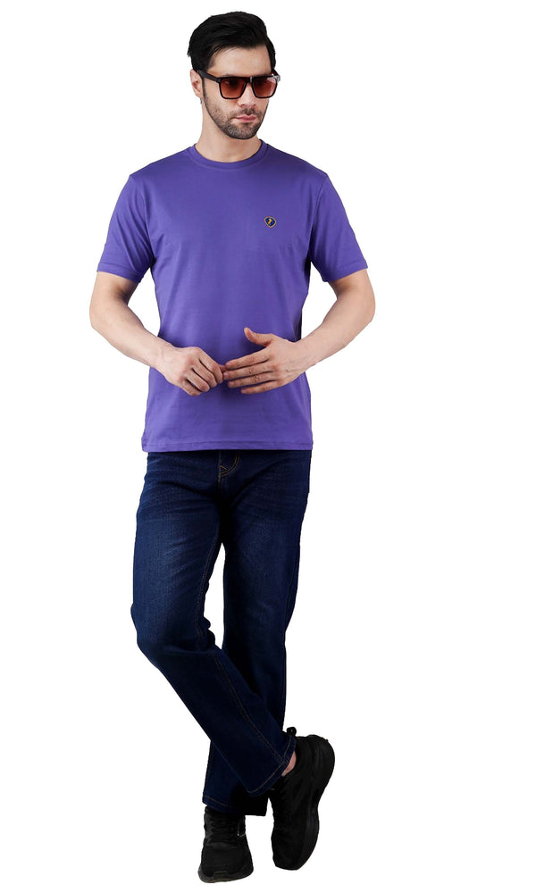Men's Mauve Crew Neck T-Shirt - Gold Finish Cotton | EPG